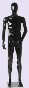 Манекен безликий ростовой мужской чёрный глянец GLM-04