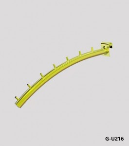 G-U216 КРОНШТЕЙН ДУГООБРАЗНЫЙ 7 ШТЫРЬКОВ НА ОВАЛЬНУЮ ТРУБУ L=395 ММ ЗОЛОТО