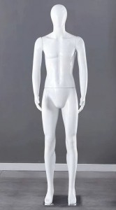 Манекен безликий ростовой мужской белый глянец MN 99 B1